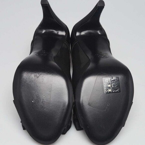 Chanel Black Mesh and Satin Bow Peep Toe Pumps Size 10.5/41 - Picture 3 of 5